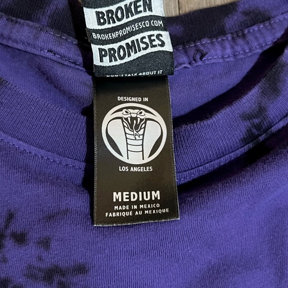 💥SOLD💥Broken Promises Graphic Pullover Purple Tie Dye Crew Neck Long Sleeve - Picture 3 of 4